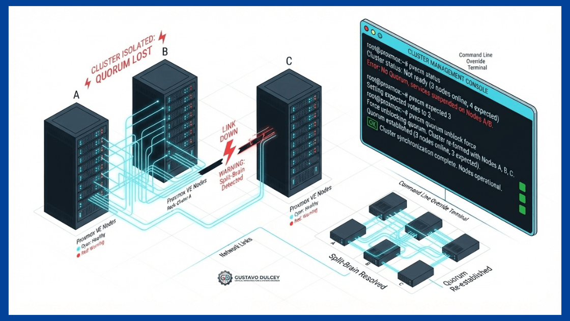 Solución al error de quorum en cluster de servidores Proxmox VE